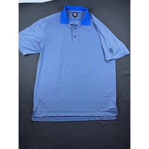 FootJoy Golf Polo‎ Shirt Mens Striped Blue Performance Athletic Casual